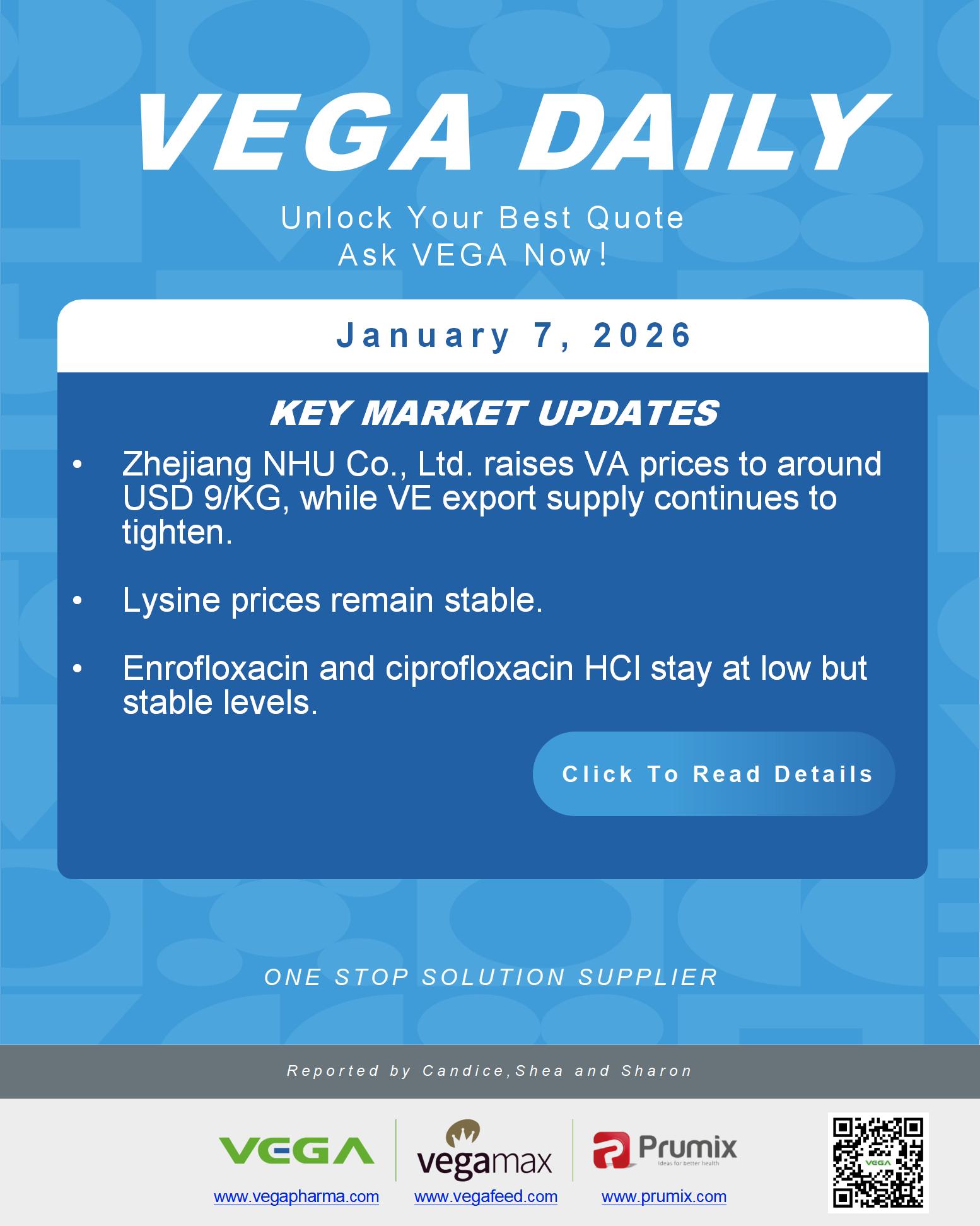 VEGA Daily Dated on January 7th 2026 Vitamin Amino Acid APl Food Additives.jpg